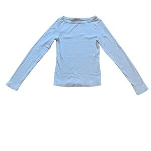 Universal Thread White Long Sleeve Ribbed Boat Neck Tee Size S
